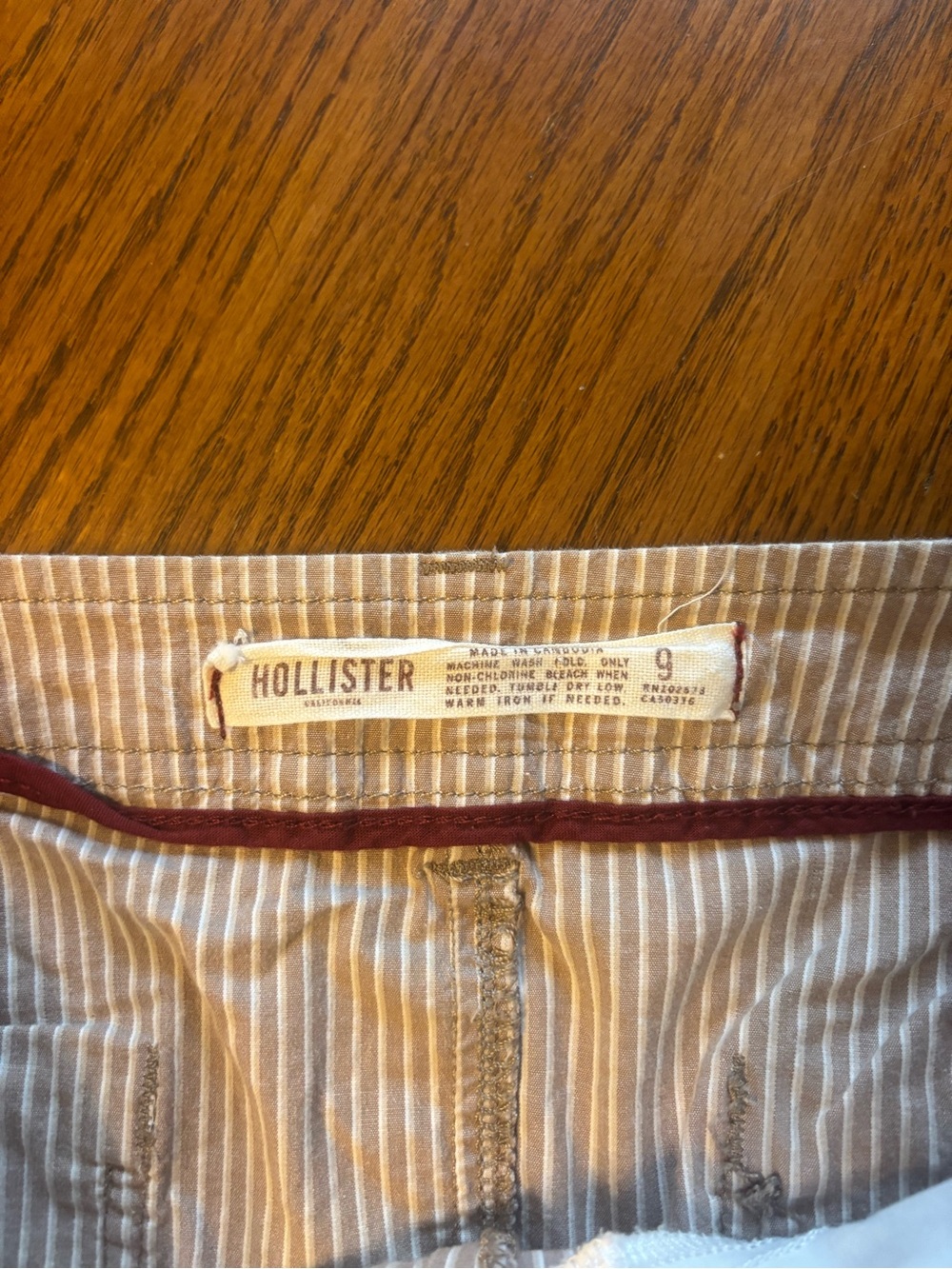 VTG Y2K Hollister low rise micro mini skirt striped brown cream sz 9 - Picture 2 of 4